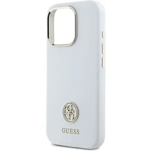 Guess GUHCP16LM4DGPH iPhone 16 Pro 6.3" bia y/white étui rigide en silicone logo strass 4G (Apple iPhone 16 Pro), Coque pour téléphone portable, Blanc pas cher