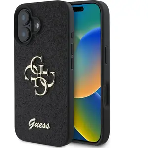 Guess Coque De Téléphone Pu Fixed Glitter 4g Metal Logo Iphone 16 pas cher