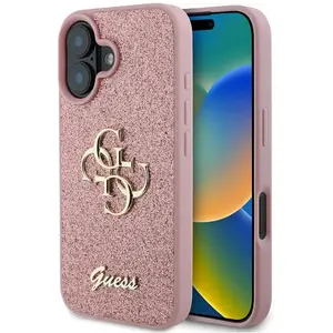 Guess 4G Logo Glitter Back Case - geschikt voor Apple iPhone 16 - Roze pas cher