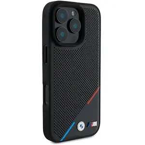 BMW Backcase hoesje geschikt voor iPhone 16 Pro - Effen Zwart - Kunstl... pas cher