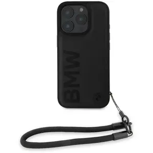 BMW, Beschermhoes Geschikt voor Apple iPhone 16 Pro met riem, Zwart pas cher
