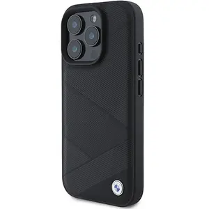 BMW Backcase hoesje geschikt voor iPhone 16 Pro - Effen Zwart - Leer pas cher