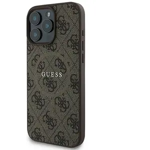 GUESS, Beschermhoes Geschikt voor Apple iPhone 16 Pro MagSafe bedrukt 4G, Bruin pas cher
