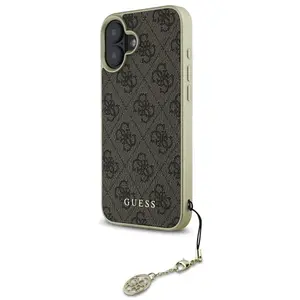 Coque pour iPhone 16 - Guess Hardcase 4G Charms Collection (GUHCP16SGF4GBR) - Brown pas cher