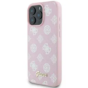 Guess iPhone 16 Pro Backcover hoesje Magsafe PU peony - Roze pas cher
