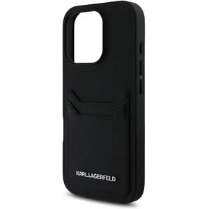 Karl Lagerfeld Case HC Grained PU Cardslot Metal Elong for iPhone 16 Pro black (Apple iPhone 16 Pro), Coque pour téléphone portable, Noir pas cher
