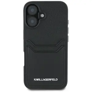 Karl Lagerfeld Hoesje Voor Iphone 16 Hc Grained Pu Kaartgleuf Metaal pas cher
