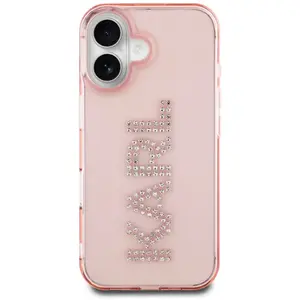 Karl Lagerfeld Case IML Rhinestones Logo for iPhone 16 pink (Apple iPhone 16), Coque pour téléphone portable, Pink pas cher