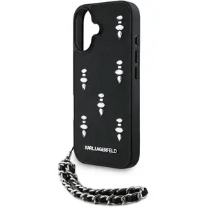 Comparateur de prix : Karl Lagerfeld Case Saffiano Crystals w/Chain for iPhone 16 black (App...