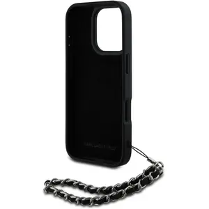 Karl Lagerfeld Case Saffiano Crystals w/Chain for iPhone 16 Pro Max bl... pas cher