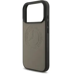 Mercedes Case Leather Vintage Logo MagSafe for iPhone 17 Pro taupe (Ap... pas cher