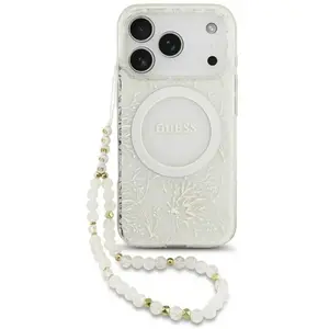 Guess Case Magsafe IML Case Flowers Electroplated Allover With Beads S... pas cher