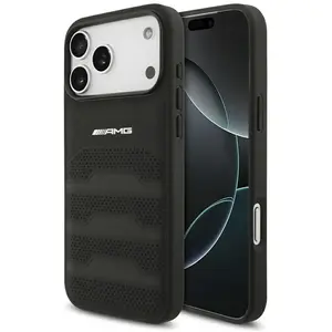 Mercedes Case AMG Leather Debossed Lines Logo for iPhone 17 Pro Max bl... pas cher