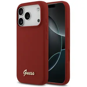 Guess - Silicone Script Metal Logo MagSafe (GUHMP17LSMBSLM) - iPhone 1... pas cher