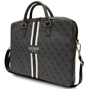 GUESS Sac à rayures imprimé 4G unisexe, Noir, Check Description pas cher