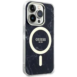 Guess Marble MagSafe - Coque pour iPhone 14 Pro (Noir) - 3666339118303 pas cher