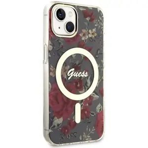 Guess Flower MagSafe Compatible Back Case - Apple iPhone 14 Plus (6.7") - Khaki pas cher