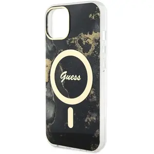 Comparateur de prix : Guess Golden Marble MagSafe - Coque pour iPhone 14 Plus (Noir) - 36663...