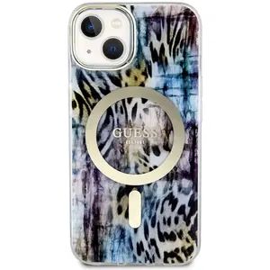 Guess - GUHMP14SHLEOPWB - hoesje voor iPhone - 14 - blauw - Leopard - MagSafe pas cher