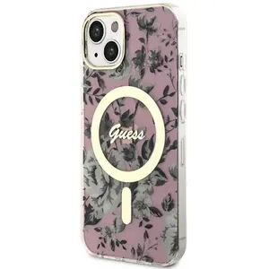 Guess Flower MagSafe - Coque pour iPhone 14 (Rose) - 3666339115555 pas cher