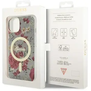 Guess Flower MagSafe - Coque pour iPhone 14 (Vert) - 3666339115593 pas cher