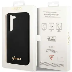 CG MOBILE Guess GUHCS23SSLSMK Coque de protection en silicone pour Samsung S23 S911 Noir Logo vintage Doré pas cher