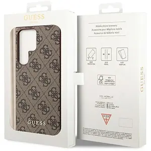 Guess Hoesje Hard Case 4G Logo Metal Bruin Geschikt voor Samsung Galaxy S23 Ultra pas cher