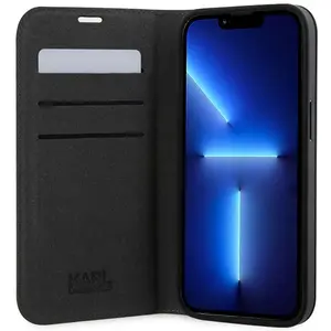 Karl Lagerfeld Coque De Téléphone Klbkp14xsankcpg Iphone 14 Pro Max 6.7 Book Srebrny Saffiano Karl&choupette pas cher