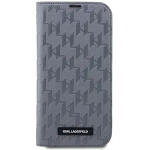 Comparateur de prix : Karl Lagerfeld Saffiano Monogram Book Case - Geschikt voor Apple iPhone 14 Pro (6.1") - Grijs