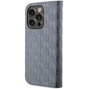 Karl Lagerfeld Saffiano Monogram Book Case - Geschikt voor Apple iPhone 14 Pro Max (6.7") - Grijs pas cher