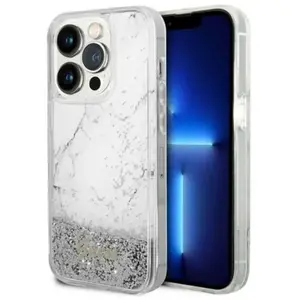Guess Liquid Glitter Marble - Coque pour iPhone 14 Pro Max (Blanc) - 3...