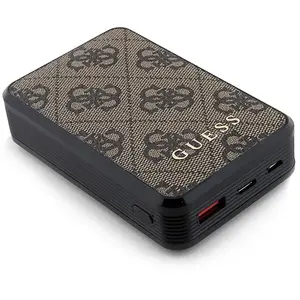 Guess - Powerbank - 18W GUPB10DP4GEGW 10000mAh bruin/bruin 4G Leer Metaal Logo pas cher