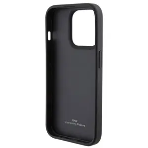 iPhone 15 Pro Max Backcase hoesje - BMW - Effen Zwart - Leer