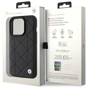 iPhone 15 Pro Max Backcase hoesje - BMW - Effen Zwart - Leer pas cher