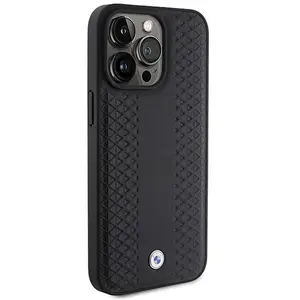 iPhone 15 Pro Max Backcase hoesje - BMW - Effen Zwart - Leer pas cher