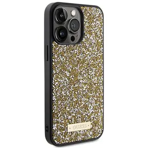 Coque Guess Rhinestone Metal Logo pour iPhone 15 Pro - Yellow pas cher