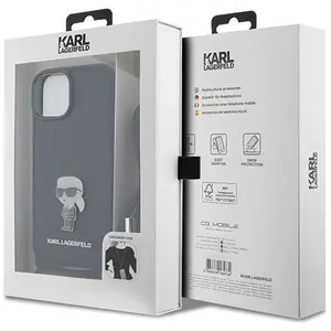 iPhone 15 Backcase hoesje - Karl Lagerfeld - Effen Zwart - Kunstleer pas cher