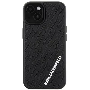 iPhone 15 Backcase hoesje - Karl Lagerfeld - Effen Zwart - TPU (Zacht) pas cher