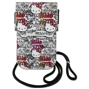 Hello - Kitty - Leren Tags Graffiti Cord tas - beige pas cher