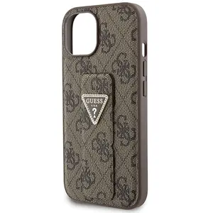 Guess Grip Stand 4G Triangle Strass Logo - Coque iPhone 15 (marron) pas cher