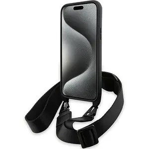 BMW M Carbon Tricolor met Strap - Geschikt voor Apple iPhone 15 Plus (6.7") - Zwart pas cher