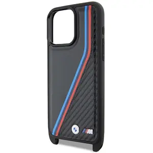 BMW Backcase hoesje geschikt voor iPhone 15 Pro - Effen Zwart - Kunstleer pas cher