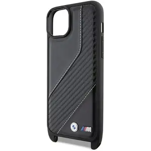 BMW M Carbon Stripe met Strap - Geschikt voor Apple iPhone 15 Plus (6.7") - Zwart pas cher