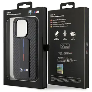 BMW M Carbon Grip Stand Back Case - Apple iPhone 15 Pro (6.1") - Zwart pas cher