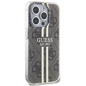 Guess 4G Gold Stripe Back Case - Apple iPhone 15 Pro (6.1") - Bruin pas cher