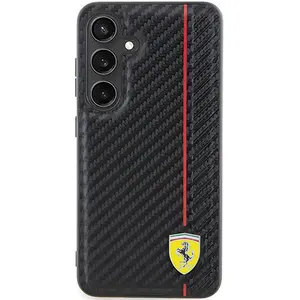 Ferrari Backcase hoesje geschikt voor Samsung Galaxy S24+ - Effen Zwart - Kunstleer pas cher