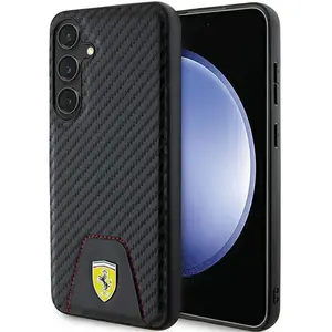 Ferrari Backcase hoesje geschikt voor Samsung Galaxy S24+ - Effen Zwart - Kunstleer pas cher