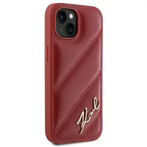 Karl Lagerfeld Diagonal Quilted Script hoesje voor iPhone 15/14/13 - r... pas cher