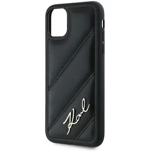 Comparateur de prix : Karl Lagerfeld Diagonal Quilted Script hoesje voor iPhone 11 / Xr - zw...