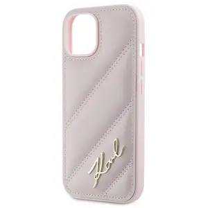 Karl Lagerfeld Diagonal Quilted Script hoesje voor iPhone 15/14/13 - r... pas cher